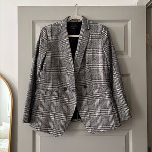 Women's Navy and White Plaid Blazer